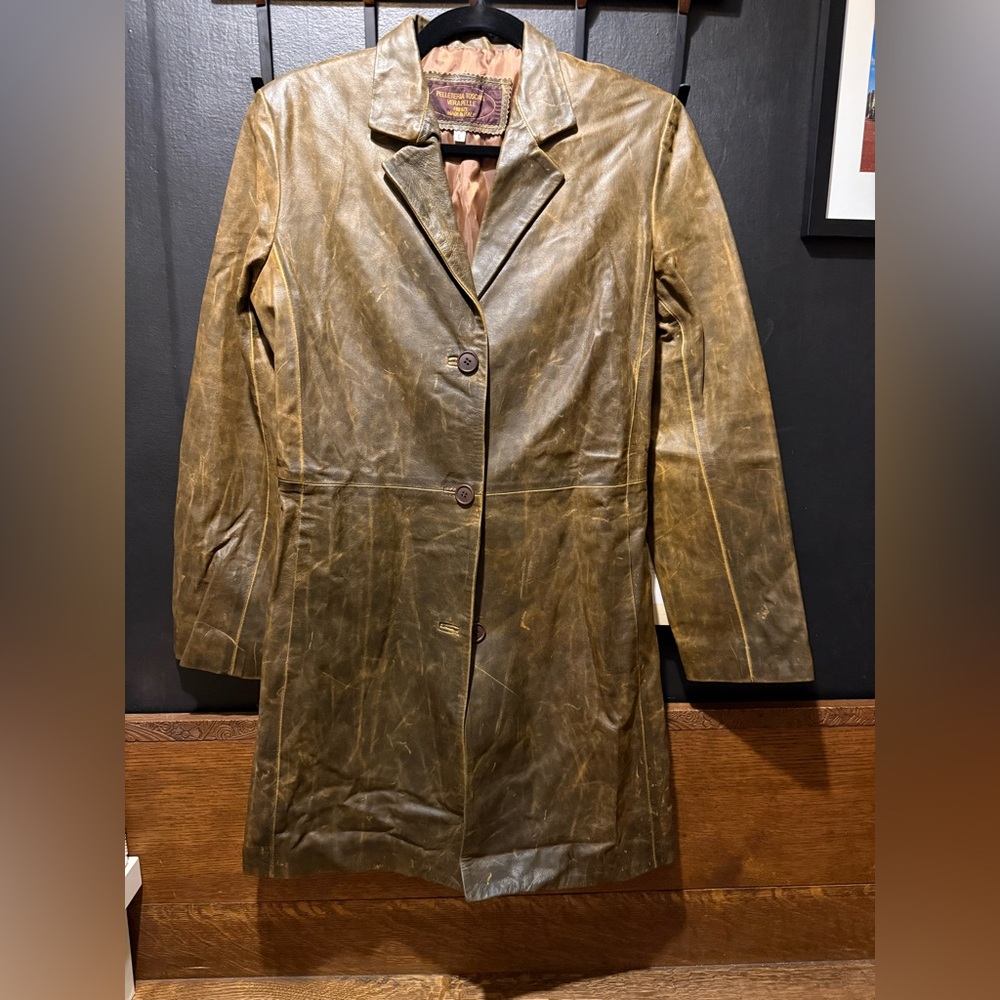 Y2K Brown Leather Women's Coat